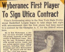 Wyberanec First Player To Sign Utica Contract. 1946. Wyberanec First Player To Sign Utica Contract. 1946.