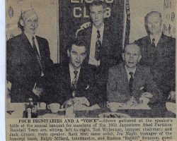 Four Dignitaries And "A Voice". 
<em>Post-Journal</em> (Jamestown), 1953. Wyberanec Nagle 1953