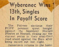 Wyberanec Wins 13th, Singles In Payoff Score. 1947. Wyberanec Wins 13th, Singles In Payoff Score. 1947.