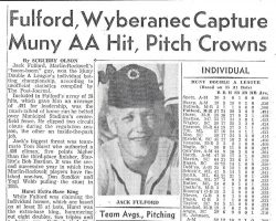 Fulford, Wyberanec Capture Muny AA Hit, Pitch Crowns. <em>Post-Journal</em> (Jamestown), 1956. Fulford, Wyberanec Capture Muny AA Hit, Pitch Crowns. 1956