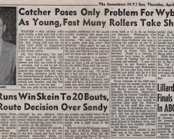 Catcher Poses Only Problem For Wyberanec. Post-Journal (Jamestown), April 18, 1957. Catcher Poses Only Problem For Wyberanec. April 18, 1957.