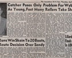 Catcher Poses Only Problem For Wyberanec. Post-Journal (Jamestown), April 18, 1957. Catcher Poses Only Problem For Wyberanec. April 18, 1957.