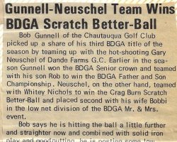 Gunnell-Neuschel Team Wins BDGA Scratch Better Ball. Gunnell-Neuschel Team Wins BDGA Scratch Better Ball.