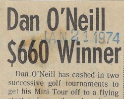 Dan O'Neill $660 Winner. <em>Post-Journal</em> (Jamestown), January 21, 1974. Dan O'Neill $660 Winner. January 21, 1974.
