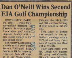 Dan O'Neill Wins Second EIA Golf Championship. <em>Post-Journal</em> (Jamestown), May 7, 1973. Dan O'Neill Wins Second EIA Golf Championship. May 7, 1973.