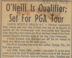 O'Neill Is Qualifier; Set For PGA Tour. <em>Post-Journal</em> (Jamestown), June 16, 1975. O'Neill Is Qualifier; Set For PGA Tour. June 16, 1975.