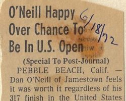 O'Neill Happy Over Chance To Be In U.S. Open. <em>Post-Journal</em> (Jamestown), June 18, 1972. O'Neill Happy Over Chance To Be In U.S. Open. June 18, 1972.