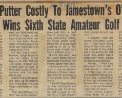 Sour Putter Costly To Jamestown's O'Neill, Allen Wins Sixth State Amateur Golf Title. <em>Post-Journal</em> (Jamestown), July 21, 1973. Sour Putter Costly To Jamestown's O'Neill, Allen Wins Sixth State Amateur Golf Title. July 21, 1973.