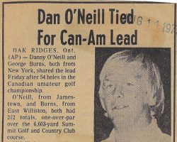 Dan O'Neill Tied For Can-Am Lead. <em>Post-Journal</em> (Jamestown), August 11, 1973. Dan O'Neill Tied For Can-Am Lead. August 11, 1973.