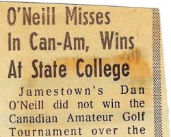 O'Neill Misses In Can-Am, Wins At State College. <em>Post-Journal</em> (Jamestown), August 13, 1973. O'Neill Misses In Can-Am, Wins At State College. August 13, 1973.