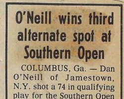 O'Neill wins third alternate spot at Southern Open. <em>Post-Journal</em> (Jamestown), September 3, 1975. O'Neill wins third alternate spot at Southern Open. September 3, 1975.