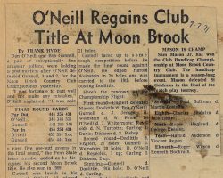O'Neill Regains Club Title At Moon Brook. <em>Post-Journal</em> (Jamestown), September 7, 1971. O'Neill Regains Club Title At Moon Brook. September 7, 1971.