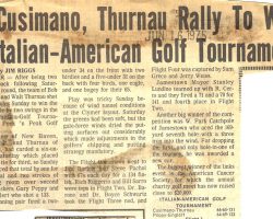 Cusimano, Thurnau Rally To Win Italian-American Golf Tournament. Post-Journal (Jamestown), June 16, 1975. Cusimano, Thurnau Rally To Win Italian-American Golf Tournament. June 16, 1975.