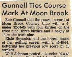 Gunnell Ties Course Mark At Moon Brook. Gunnell Ties Course Mark At Moon Brook.
