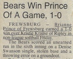 Bears Win Prince Of A Game, 1-0. <em>Post-Journal</em> (Jamestown), 1995. Bears Win Prince Of A Game, 1-0. 1995.