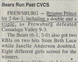 Bears Run Past CVCS. <em>Post-Journal</em> (Jamestown), 1995. Bears Run Past CVCS. 1995.