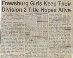 Frewsbirg Girls Keep Their Division 2 Title Hopes Alive. <em>Post-Journal</em> (Jamestown), 1995. Frewsbirg Girls Keep Their Division 2 Title Hopes Alive. 1995.