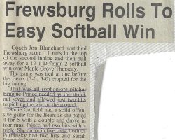 Frewsburg Rolls To Easy Softball Win. <em>Post-Journal</em> (Jamestown), 1996. Frewsburg Rolls To Easy Softball Win. 1996.