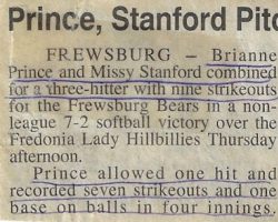Prince, Stanford Pitch Frewsburg To Win. <em>Post-Journal</em> (Jamestown), 1996. Prince, Stanford Pitch Frewsburg To Win. 1996.