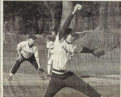 Frewsburg's Brianne Prince winds up. <em>Post-Journal</em> (Jamestown), 1996. Frewsburg's Brianne Prince winds up. 1996.