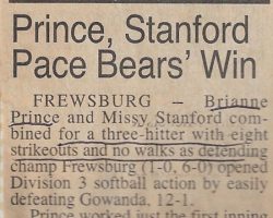 Prince, Stanford Pace Bears' Win. <em>Post-Journal</em> (Jamestown), 1998. Prince, Stanford Pace Bears' Win. 1998.