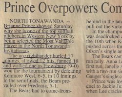 Prince Overpowers Competition; Bears Win Title. <em>Post-Journal</em> (Jamestown), 1998. Prince Overpowers Competition; Bears Win Title. 1998.
