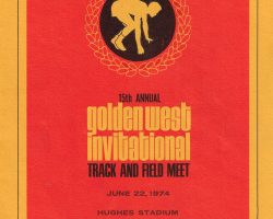 1974 Golden West Invitational Track & Field Meet program cover. 1974 Golden West Invitational Track & Field Meet program cover.