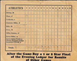 Scorecard (inside) September 12, 1929. Scorecard (inside) September 12, 1929.