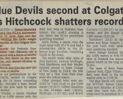 Blue Devils second at Colgate as Hitchcock shatters record. 1993. Blue Devils second at Colgate as Hitchcock shatters record. 1993.