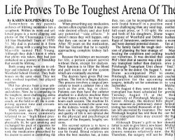 Life Proves To Be Toughest Arena Of Them All. <em>Chautauqua News</em>, August 10, 1995. Life Proves To Be Toughest Arena Of Them All. August 10, 1995.