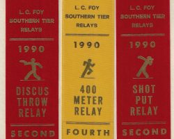 L.C. Foy Southern Tier Relays second and fourth place awards, 1990. L.C. Foy Southern Tier Relays second and fourth place awards, 1990.