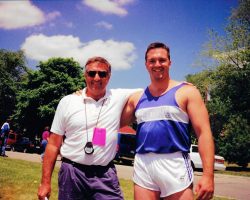 Trevor Hitchcock with Fredonia track coach Jim Ulrich. Trevor Hitchcock with Fredonia track coach Jim Ulrich.