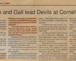 Hitchcock and Gall lead Devils at Cornell Tourney. <em>The Leader</em> (SUNY Fredonia), December 13, 1993. Hitchcock and Gall lead Devils at Cornell Tourney. December 13, 1993.