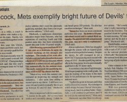 Hitchcock, Mets exemplify bright future of Devils' track. <em>The Leader</em> (SUNY Fredonia), March 8, 1993. Hitchcock, Mets exemplify bright future of Devils' track. March 8, 1993.