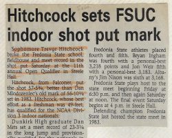 Hitchcock sets FSUC indoor shot put mark. 1993. Hitchcock sets FSUC indoor shot put mark. 1993.