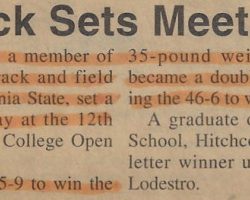 Hitchcock Sets Meet Record. 1993. Hitchcock Sets Meet Record. 1993.