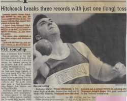 Hitchcock breaks three records with just one (long) toss. 1994. Hitchcock breaks three records with just one (long) toss. 1994.