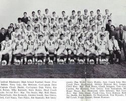 Cardinal Mindszenty High School football team, 1967.
Dan Wolfe is fifth from right in row 2. Cardinal Mindszenty High School football team, 1967. Dan Wolfe is fifth from right in row 2.