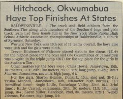Hitchcock, Okwumabua Have Top Finishes At States. 1990. Hitchcock, Okwumabua Have Top Finishes At States. 1990.