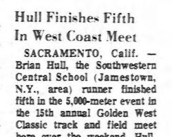 Hull Finishes Fifth In West Coast Meet. <em>Olean Times-Herald</em>, June 25, 1974. Hull Finishes Fifth In West Coast Meet. June 25, 1974.