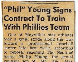 "Phil" Young Signs Contract To Train With Phillies Team. 1955. "Phil" Young Signs Contract To Train With Phillies Team. 1955.