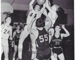 Dan Wolfe, #44 rebounding. Dan Wolfe, #44 rebounding.