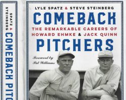 <em>Comeback Pitchers</em> by Lyle Spatz and Steve Steinberg. Copyright 2021.
University of Nebraska Press.
ISBN 978-1-4962-2202-2. <em>Comeback Pitchers</em> by Lyle Spatz and Steve Steinberg.