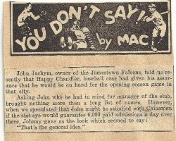 You Don't Say. <em>Dunkirk Evening Observer</em>, January 22, 1946. You Don't Say. January 22, 1946.