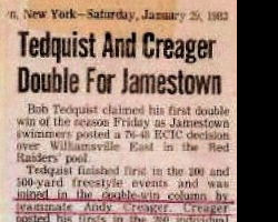 Tedquist And Creager Double For Jamestown. January 29, 1983. Tedquist And Creager Double For Jamestown. January 29, 1983.