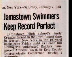 Jamestown Swimmers Keep Record Perfect. <em>Post-Journal</em> (Jamestown), January 7, 1984. Jamestown Swimmers Keep Record Perfect.