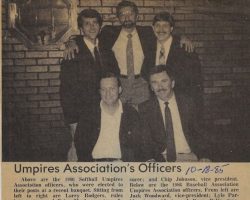 Umpires Association's Officers. <em>Post-Journal</em> (Jamestown), October 18, 1985. Umpires Association's Officers. October 18, 1985