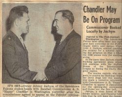 Chandler May Be On Program. <em>Post-Journal</em> (Jamestown), November 2, 1945. Chandler May Be On Program. November 2, 1945.