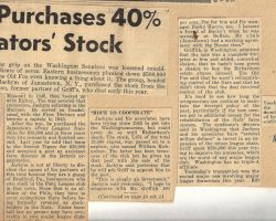 Group Purchases 40% Of Senators' Stock. <em>New York Daily News</em>. December 23, 1949. Group Purchases 40% Of Senators' Stock. December 23, 1949.