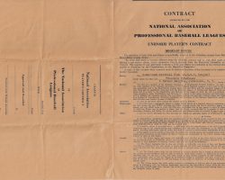 1947 baseball contract for Ted Wyberanec. Page 1. 1947 baseball contract for Ted Wyberanec. Page 1.